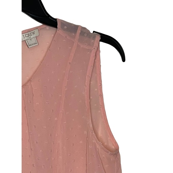 J.Crew Women's Tank Top Semi Sheer Polka Dot Peplum Lightweight Pink Size 6 - Picture 3 of 9